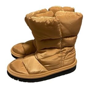 ZARA Puffer Quilted Boots Tan Beige Warm Winter Snow Booties EU 39 US 8.5/9 READ